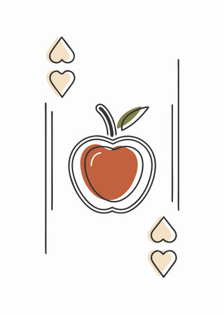 Minimalist apple on white backgroundのイラスト素材
