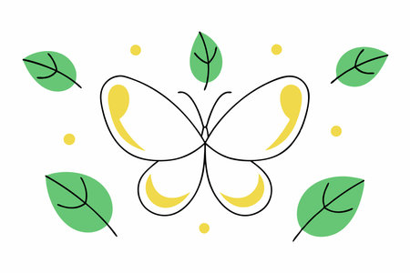 Minimalist butterfly on white backgroundのイラスト素材