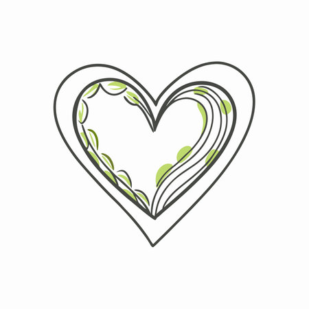 Heart shape in doodle cartoon style on white backgroundのイラスト素材