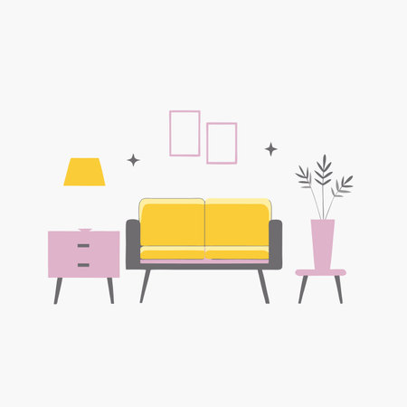 Minimalist furniture on white backgroundのイラスト素材