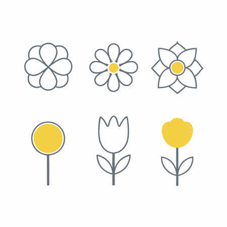 Minimalist floral icons on white backgroundのイラスト素材