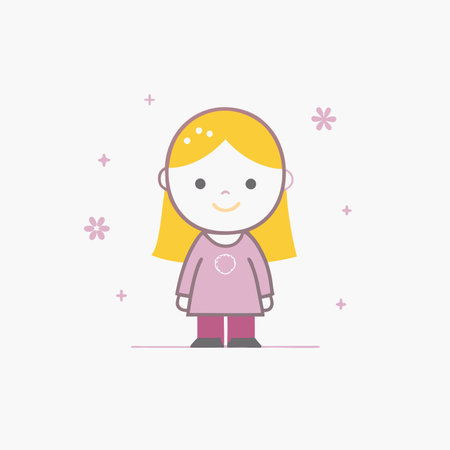 Minimalist girl line art on white backgroundのイラスト素材