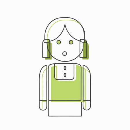 Minimalist girl line art on white backgroundのイラスト素材