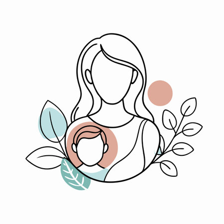 Minimalist mother illustration on white backgroundのイラスト素材