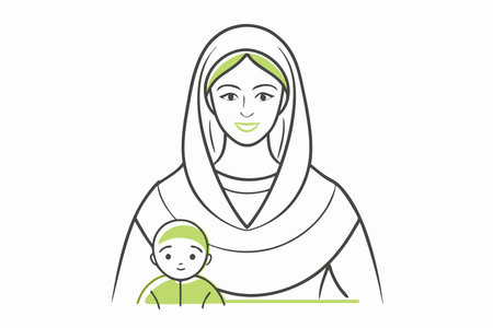 Minimalist mother illustration on white backgroundのイラスト素材