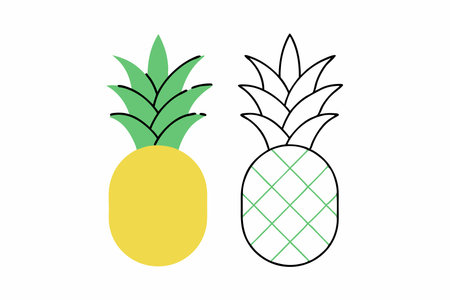 Minimalist pineapple on white backgroundのイラスト素材