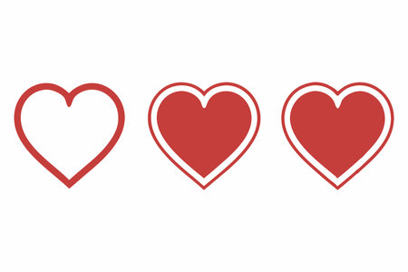 Minimalist Set of hearts icon on white backgroundのイラスト素材