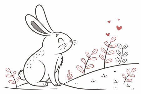 Minimalist Rabbit on white backgroundのイラスト素材