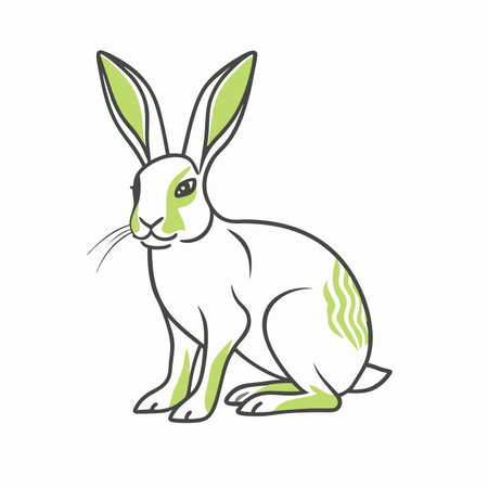 Minimalist Rabbit on white backgroundのイラスト素材