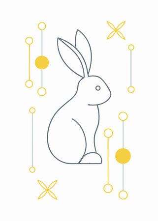 Minimalist Rabbit on white backgroundのイラスト素材