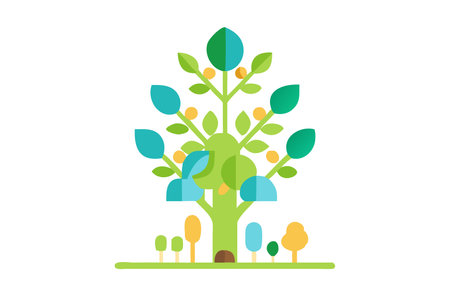 Minimalist tree on white backgroundのイラスト素材