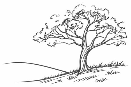 Minimalist tree on white backgroundのイラスト素材