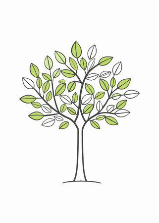 Minimalist tree on white backgroundのイラスト素材