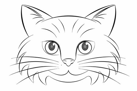 Cat outline illustration on white backgroundのイラスト素材