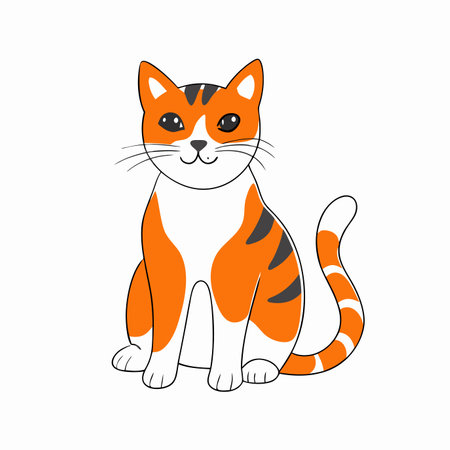 Cat in doodle cartoon style on white backgroundのイラスト素材