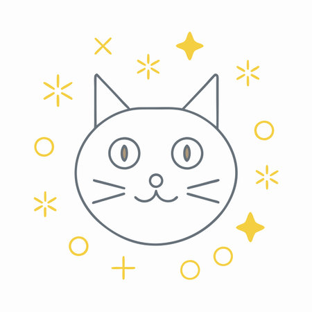 Cat in doodle cartoon style on white backgroundのイラスト素材