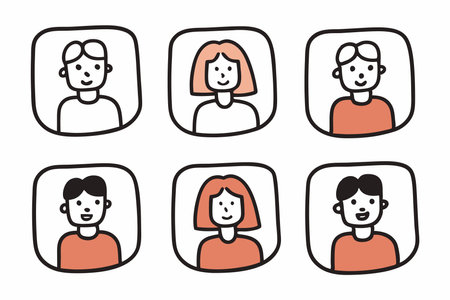 Hand drawn people avatar collection on white backgroundのイラスト素材
