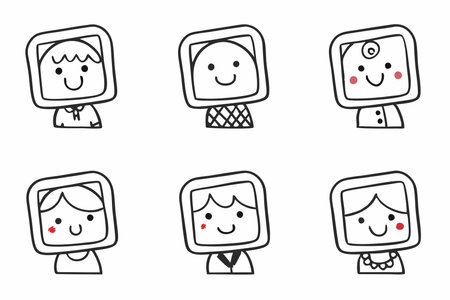 Hand drawn people avatar collection on white backgroundのイラスト素材