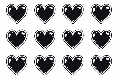 Love heart shape set in doodle styleのイラスト素材