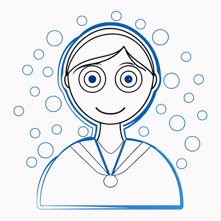People avatar in doodle style on white backgroundのイラスト素材