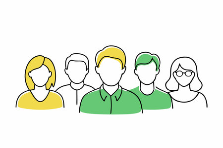 People avatar in doodle style on white backgroundのイラスト素材