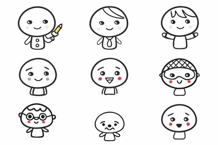 People avatar set in doodle styleのイラスト素材
