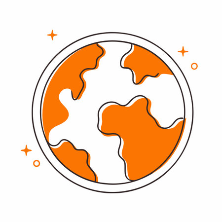 Planet Earth in doodle cartoon style on white backgroundのイラスト素材
