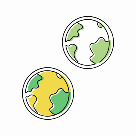 Planet Earth in doodle cartoon style on white backgroundのイラスト素材