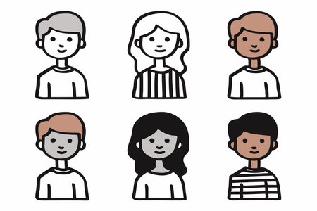 People avatar set in doodle styleのイラスト素材