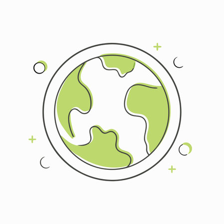 Planet Earth in doodle cartoon style on white backgroundのイラスト素材