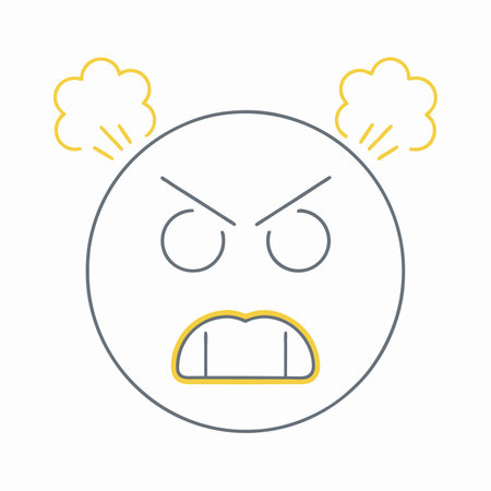 Angry face emoji on white backgroundのイラスト素材
