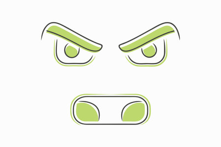 Angry face emoji on white backgroundのイラスト素材