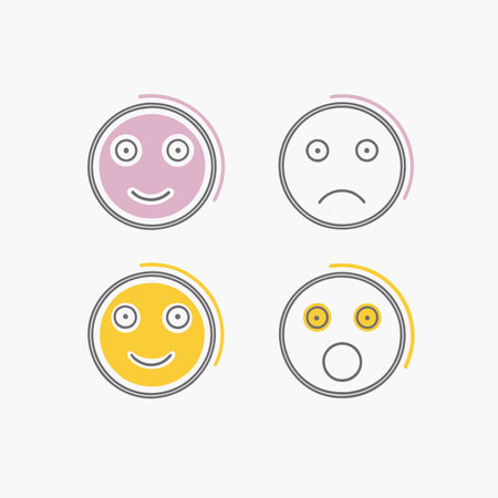Face emoji set on white backgroundのイラスト素材