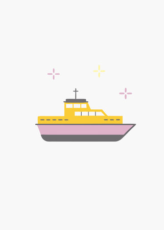 Minimalist Boat on white backgroundのイラスト素材