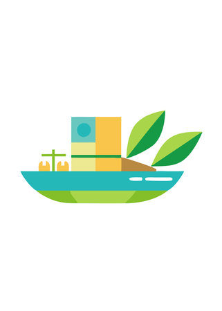 Minimalist Boat on white backgroundのイラスト素材