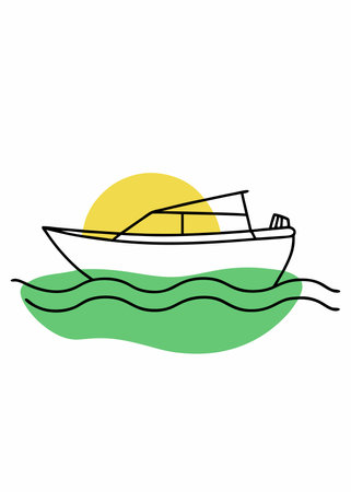 Minimalist Boat on white backgroundのイラスト素材