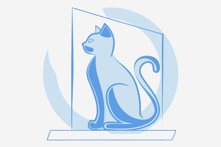 Minimalist Cat on white backgroundのイラスト素材