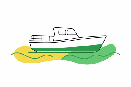 Minimalist Boat on white backgroundのイラスト素材