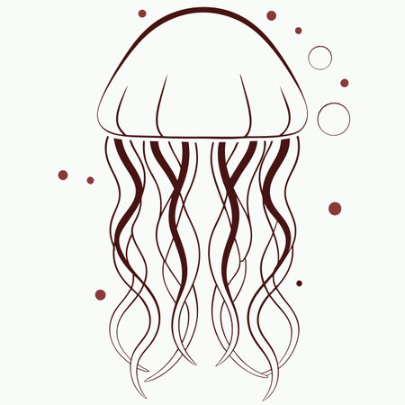 Minimalist Jellyfish on white backgroundのイラスト素材