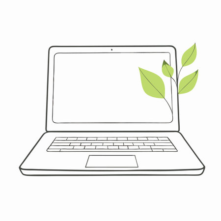Minimalist laptop on white backgroundのイラスト素材