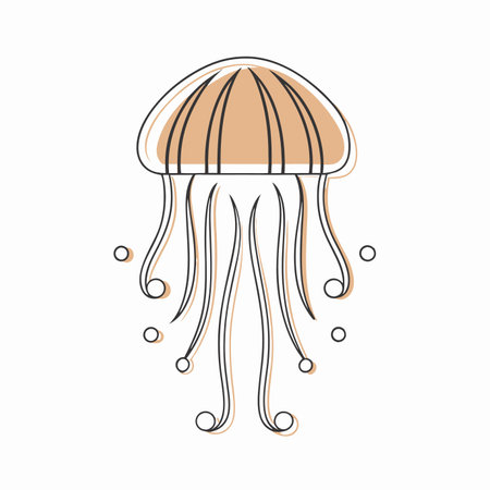 Minimalist Jellyfish on white backgroundのイラスト素材