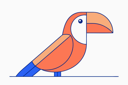 Minimalist parrot on white backgroundのイラスト素材