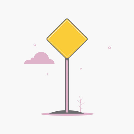 Minimalist Road sign on white backgroundのイラスト素材