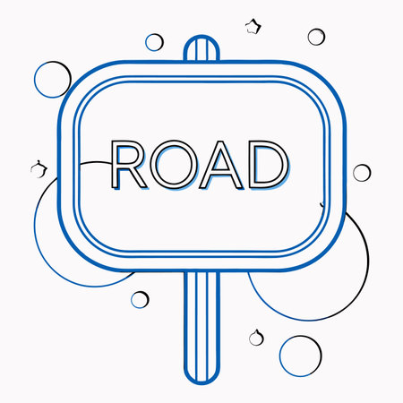 Minimalist Road sign on white backgroundのイラスト素材