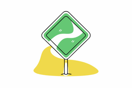 Minimalist Road sign on white backgroundのイラスト素材