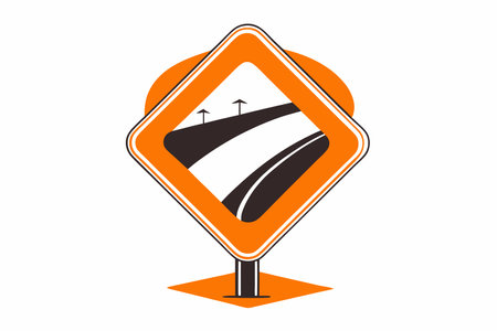 Minimalist Road sign on white backgroundのイラスト素材