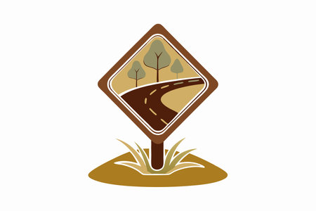 Minimalist Road sign on white backgroundのイラスト素材