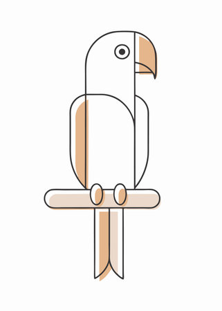 Minimalist parrot on white backgroundのイラスト素材