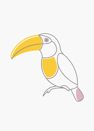 Minimalist toucan on white backgroundのイラスト素材