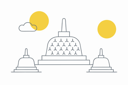 Minimalist Borobudur on white backgroundのイラスト素材
